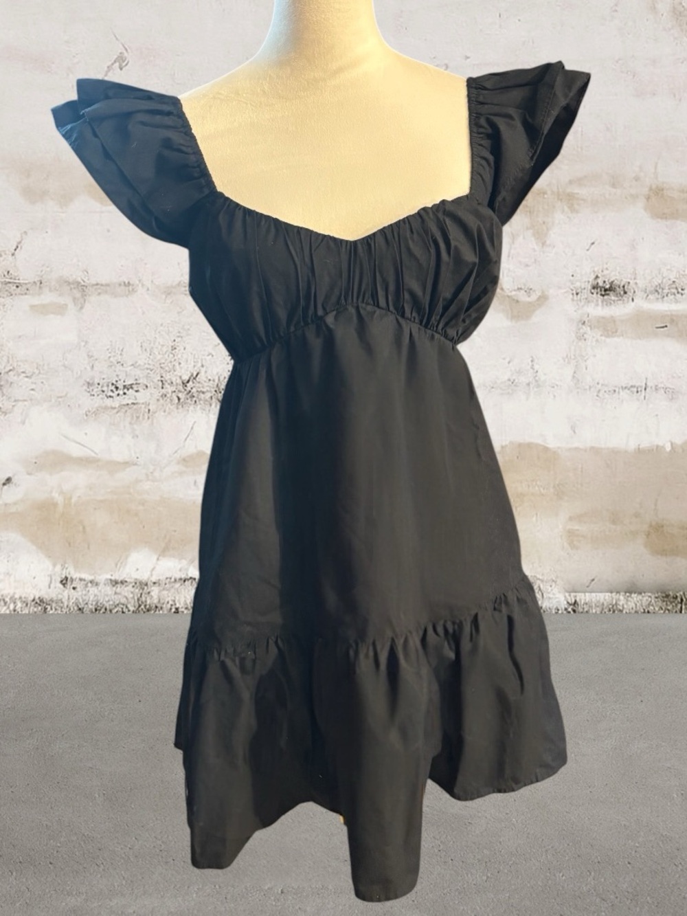 Abercrombie & Fitch Black Ruffle Flutter Sleeve Mini Dress Size XS - Picture 2 of 6